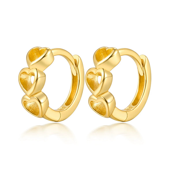 Wholesale S925 Sterling Silver Gold Love Heart Shaped Cute Earrings With Niche Design And Seiko Craftsmanship