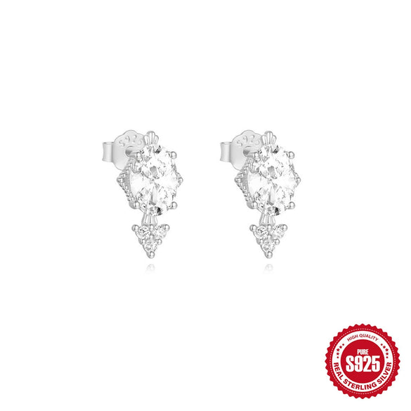 Wholesale S925 Sterling Silver Gold Plated Geometric Bow Earrings With Rose Zircon Light Luxury Retro Style And Electroplating Processing