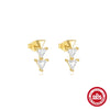 Wholesale S925 Sterling Silver Gold Plated Geometric Bow Earrings With Rose Zircon Light Luxury Retro Style And Electroplating Processing
