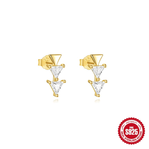 Wholesale S925 Sterling Silver Gold Plated Geometric Bow Earrings With Rose Zircon Light Luxury Retro Style And Electroplating Processing