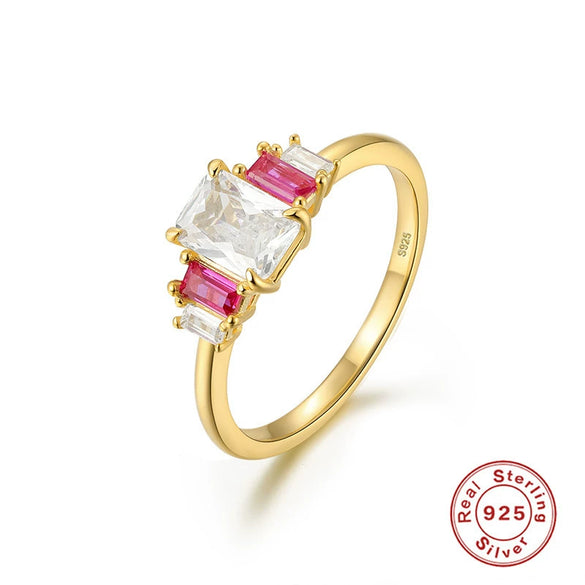 Wholesale S925 Sterling Silver Gold Plated Geometric Design Opening Ring For Women