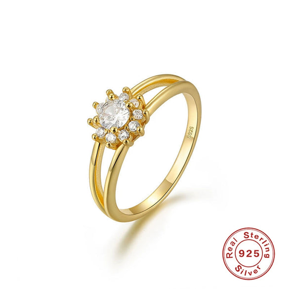 Wholesale S925 Sterling Silver Gold Plated Geometric Design Opening Ring For Women