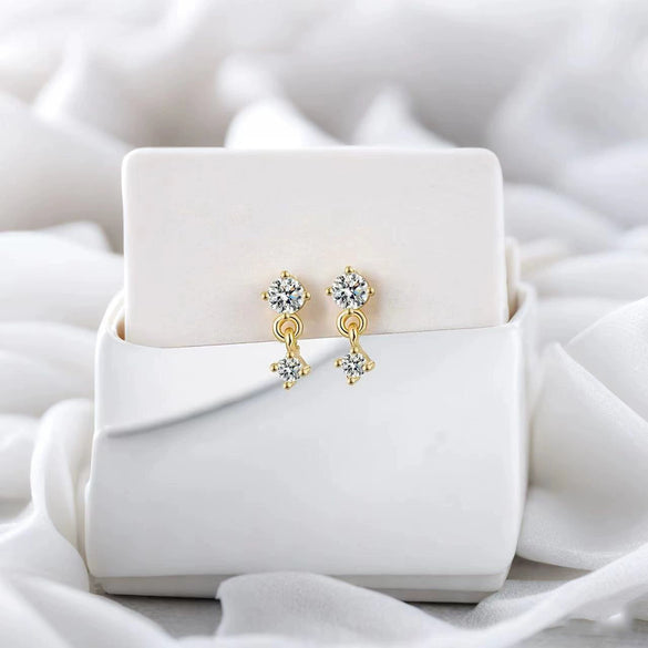 Wholesale S925 Sterling Silver Gold Plated Inlaid Zircon Female Earrings