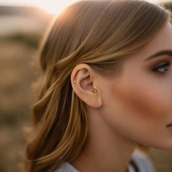 Wholesale S925 Sterling Silver Gold Plated Inlaid Zircon Female Earrings