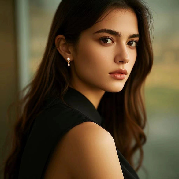 Wholesale S925 Sterling Silver Gold Plated Inlaid Zircon Female Earrings