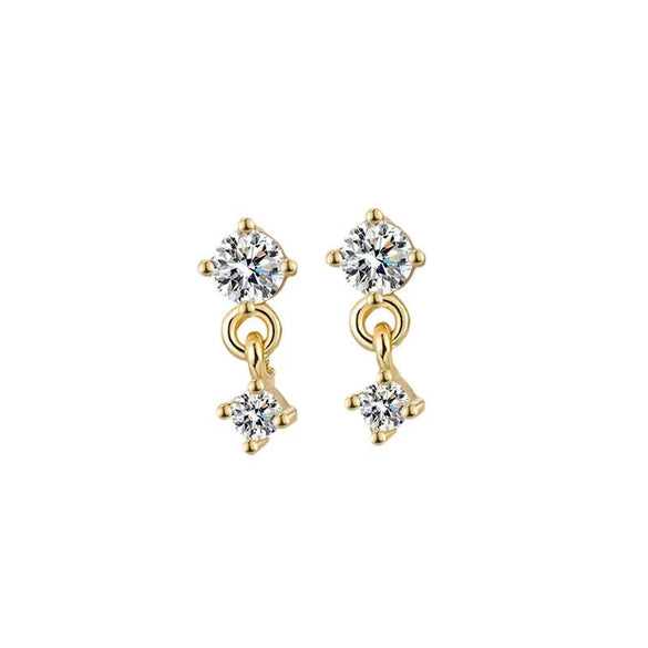 Wholesale S925 Sterling Silver Gold Plated Inlaid Zircon Female Earrings