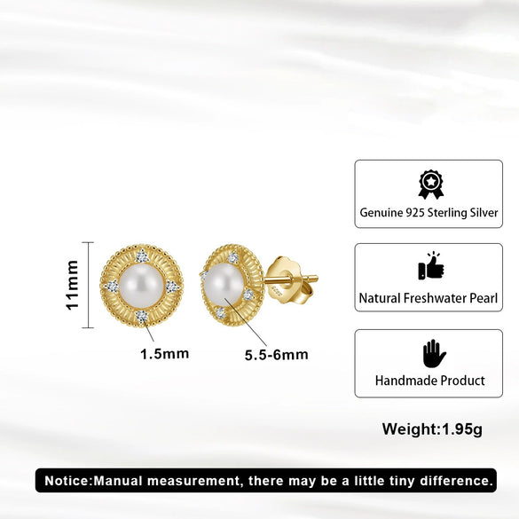 Wholesale S925 Sterling Silver Gold Plated Pearl Earrings With 5A White Zirconium Electroplated Fashionable Niche Design For Women