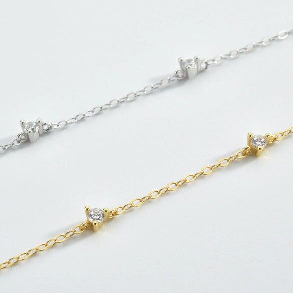 Wholesale S925 Sterling Silver Gold Plated Round Zirconium Stitching Hand Jewelry Bracelet With Electroplating Process And Geometric Style