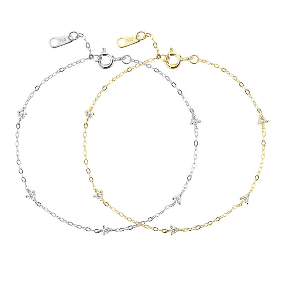 Wholesale S925 Sterling Silver Gold Plated Round Zirconium Stitching Hand Jewelry Bracelet With Electroplating Process And Geometric Style