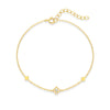 Wholesale S925 Sterling Silver Goldplated Simple Plain Glossy Flower Fourleaf Clover Women's Bracelet
