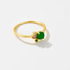 Wholesale S925 Sterling Silver Green Stone Classic Ring With Geometric Design For Women Electroplated 18K Gold