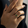 Wholesale S925 Sterling Silver Green Stone Classic Ring With Geometric Design For Women Electroplated 18K Gold