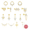 Wholesale S925 Sterling Silver Heart Bow Flat Head Cartilage Piercing Earrings With Zirconia For Unisex