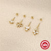 Wholesale S925 Sterling Silver Heart Bow Flat Head Cartilage Piercing Earrings With Zirconia For Unisex