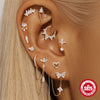 Wholesale S925 Sterling Silver Heart Bow Flat Head Cartilage Piercing Earrings With Zirconia For Unisex