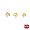 Wholesale S925 Sterling Silver Heart Geometric Four Petal Flower Earrings Piercing Earrings Three Piece Set With Electroplating