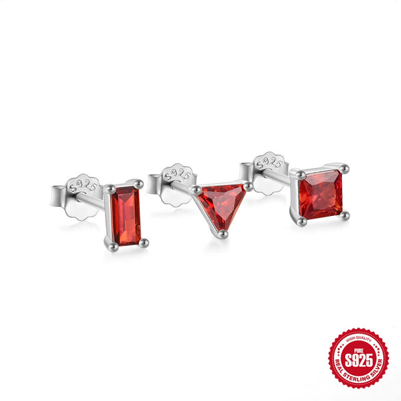 Wholesale S925 Sterling Silver Heart Geometric Four Petal Flower Earrings Piercing Earrings Three Piece Set With Electroplating