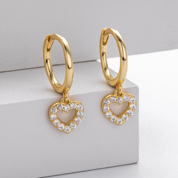 Wholesale S925 Sterling Silver Heart Inlay Earrings Simple Fashion Style