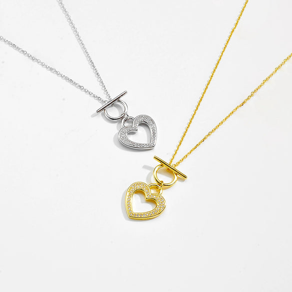Wholesale S925 Sterling Silver Heart Ot Clasp Necklace With Electroplating For Women Fashion High End Collarbone Chain