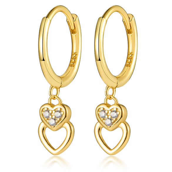 Wholesale S925 Sterling Silver Heart Shape Four Leaf Clover Zircon Inlaid Women's Earrings