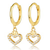 Wholesale S925 Sterling Silver Heart Shape Four Leaf Clover Zircon Inlaid Women's Earrings