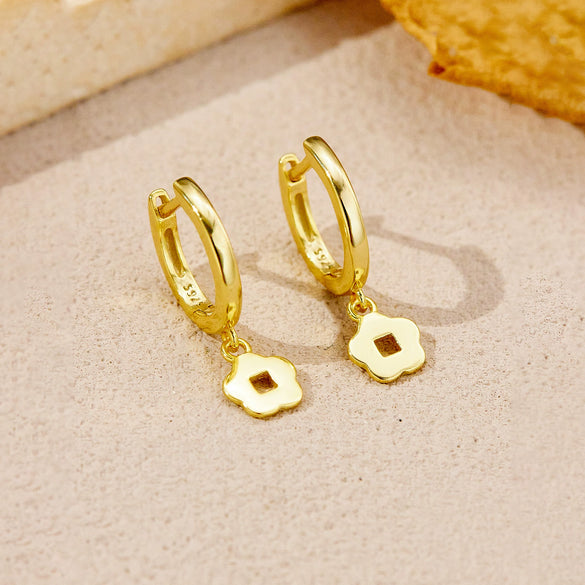 Wholesale S925 Sterling Silver Heart Shape Geometric Flower Earrings For Women With Platinum 18K Gold Electroplating
