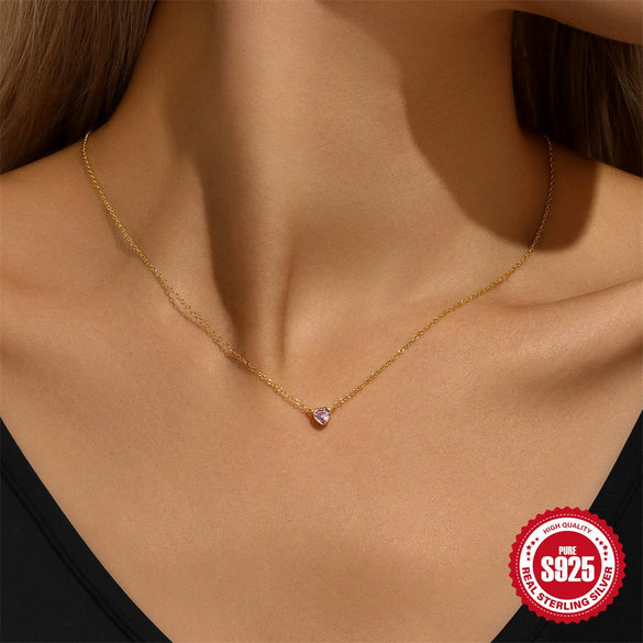 Wholesale S925 Sterling Silver Heart Shape Love Pattern Electroplated O Chain Clavicle Chain For Women