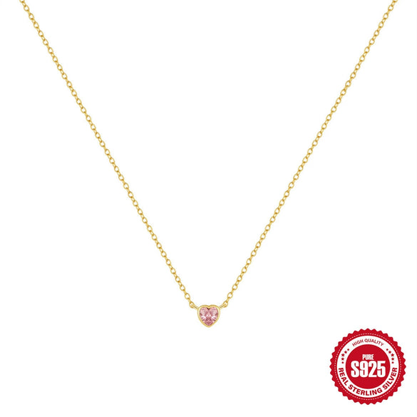 Wholesale S925 Sterling Silver Heart Shape Love Pattern Electroplated O Chain Clavicle Chain For Women