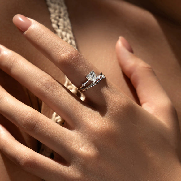 Wholesale S925 Sterling Silver Heart Shape Original Design Electroplated Love Ring For Women