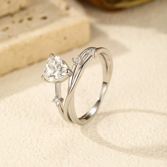 Wholesale S925 Sterling Silver Heart Shape Original Design Electroplated Love Ring For Women