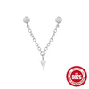 Wholesale S925 Sterling Silver Heart Shaped Diamond Embedded Chain Tassel Earrings For Women With Geometric Design