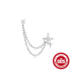 Wholesale S925 Sterling Silver Heart Shaped Diamond Embedded Chain Tassel Earrings For Women With Geometric Design