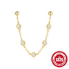 Wholesale S925 Sterling Silver Heart Shaped Diamond Embedded Chain Tassel Earrings For Women With Geometric Design