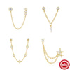 Wholesale S925 Sterling Silver Heart Shaped Diamond Embedded Chain Tassel Earrings For Women With Geometric Design