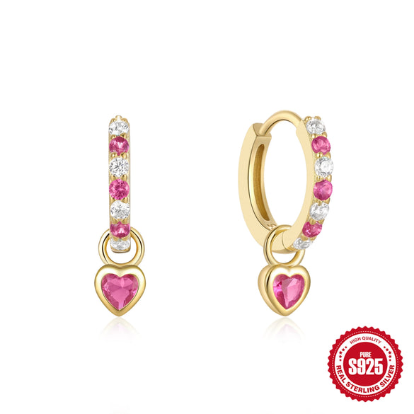 Wholesale S925 Sterling Silver Heart Shaped Earrings With Inlaid Zircon For Women