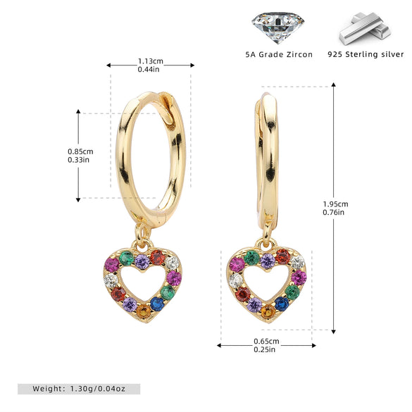 Wholesale S925 Sterling Silver Heart Shaped Electroplated Earrings For Women Inlaid With Zircon
