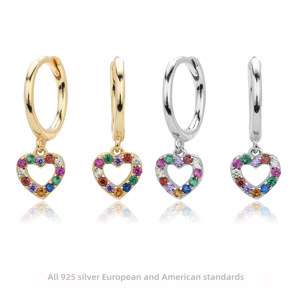 Wholesale S925 Sterling Silver Heart Shaped Electroplated Earrings For Women Inlaid With Zircon