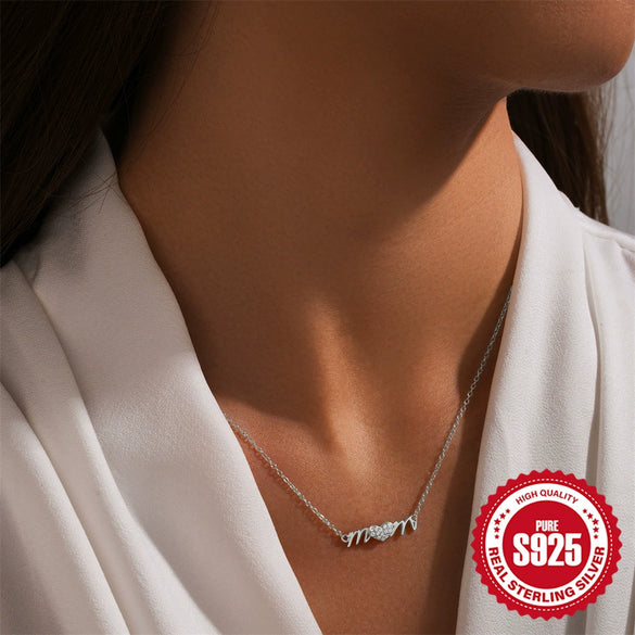 Wholesale S925 Sterling Silver Heart Shaped English Letter Pendant Clavicle Chain With Electroplating And Diamond Embedded Elegant Necklace For Women
