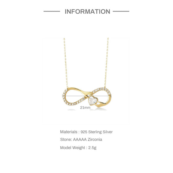 Wholesale S925 Sterling Silver Heart Shaped Horoscope Infinite Classic Lady Wedding Necklace With O Chain And Electroplating