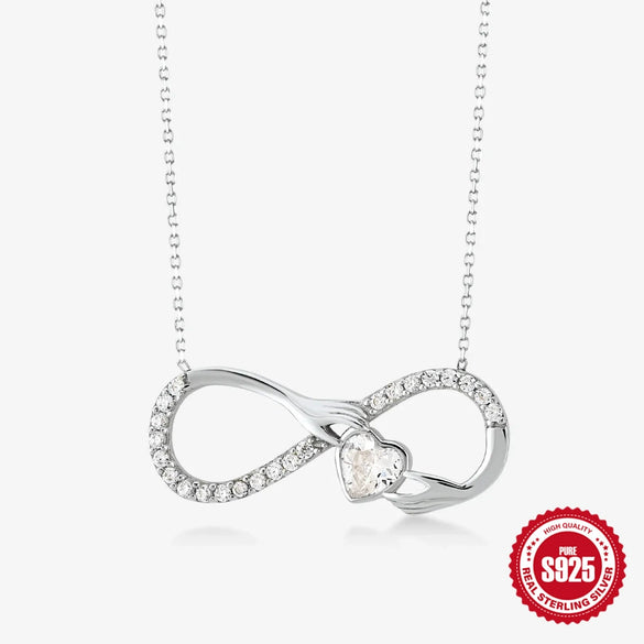 Wholesale S925 Sterling Silver Heart Shaped Horoscope Infinite Classic Lady Wedding Necklace With O Chain And Electroplating