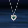Wholesale S925 Sterling Silver Heart Shaped Inlaid Emerald Love Necklace With Zircon Retro Elegant Clavicle Chain For Women