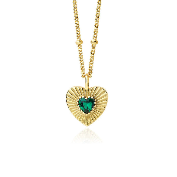 Wholesale S925 Sterling Silver Heart Shaped Inlaid Emerald Love Necklace With Zircon Retro Elegant Clavicle Chain For Women