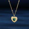 Wholesale S925 Sterling Silver Heart Shaped Inlaid Emerald Love Necklace With Zircon Retro Elegant Clavicle Chain For Women