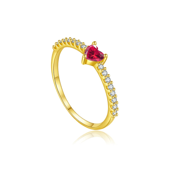 Wholesale S925 Sterling Silver Heart Shaped Ring For Women With Zircon Inlay And Electroplating