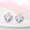 Wholesale S925 Sterling Silver Heart Shaped Wings Crown Earrings With Electroplating For Women