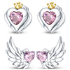 Wholesale S925 Sterling Silver Heart Shaped Wings Crown Earrings With Electroplating For Women