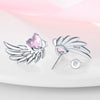 Wholesale S925 Sterling Silver Heart Shaped Wings Crown Earrings With Electroplating For Women