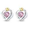 Wholesale S925 Sterling Silver Heart Shaped Wings Crown Earrings With Electroplating For Women