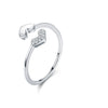 Wholesale S925 Sterling Silver Heart Shaped Women's Adjustable Opening Ring With Seiko Design