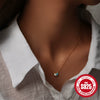 Wholesale S925 Sterling Silver Heart Shaped Zircon And Turquoise Double Color Matching Clavicle Chain Necklace For Women With Electroplating Process